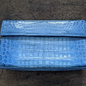 Nancy Gonzalez Blue Crocodile Clutch
